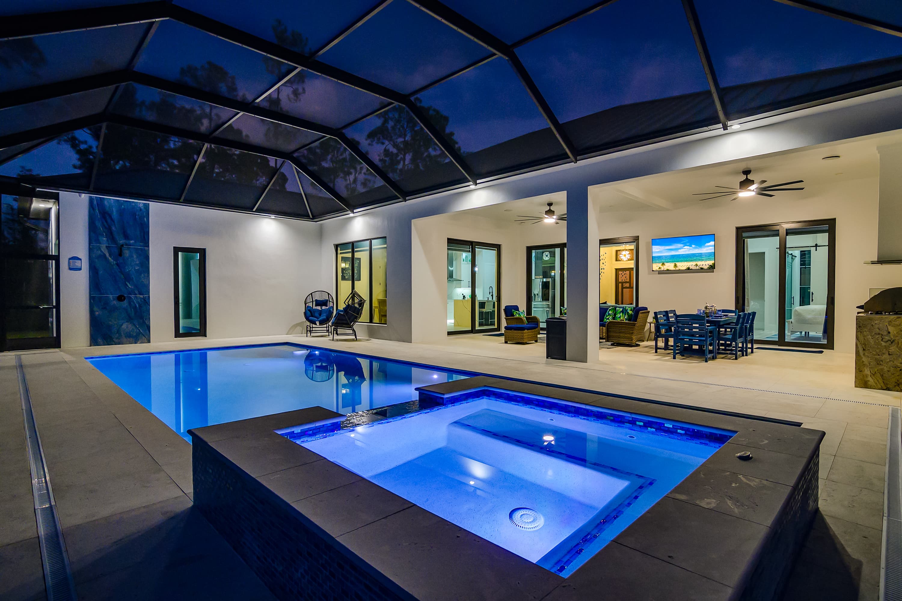 Pool and Spa Area Wide View