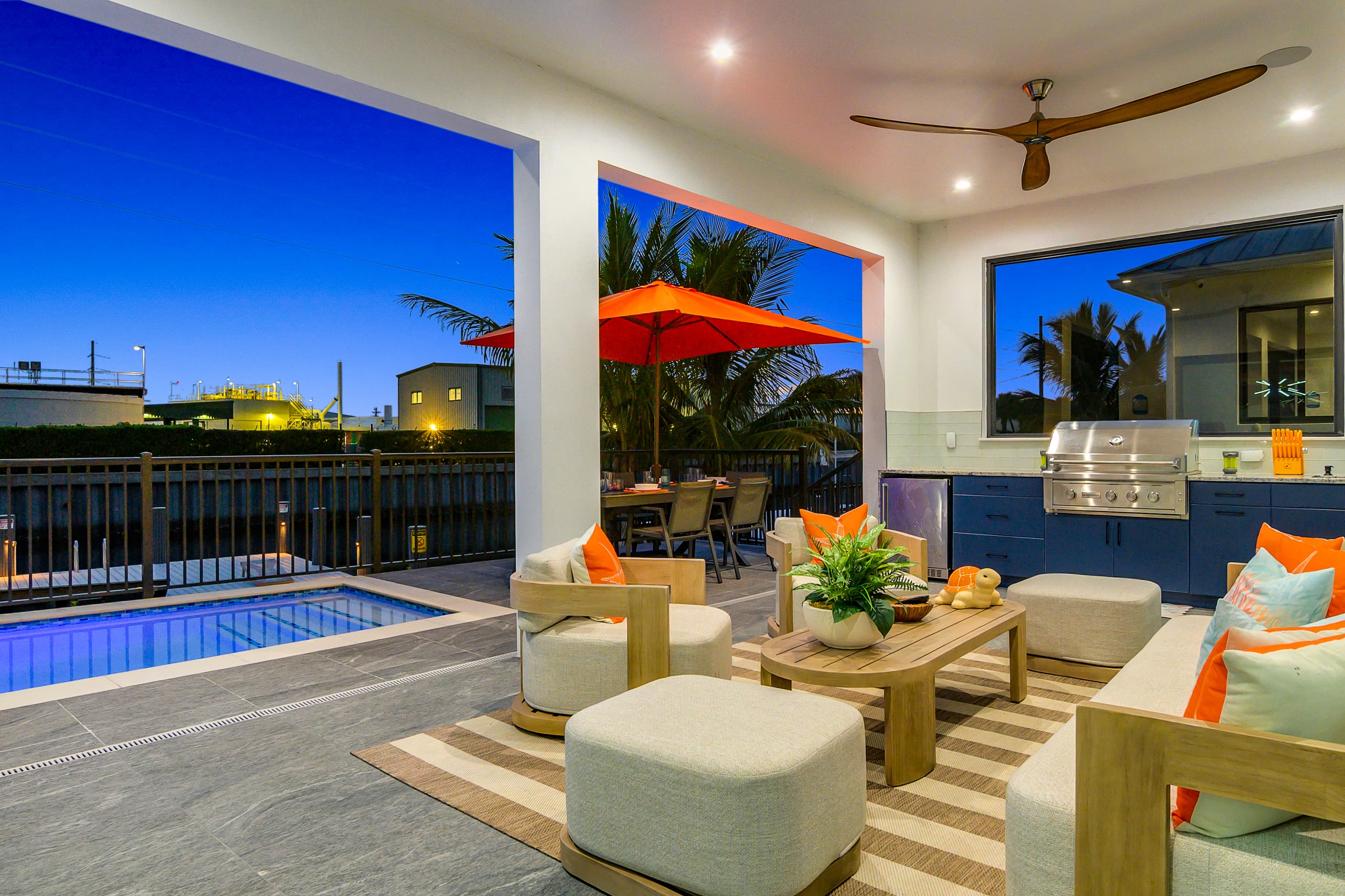 Covered Outdoor Lounge with Grill